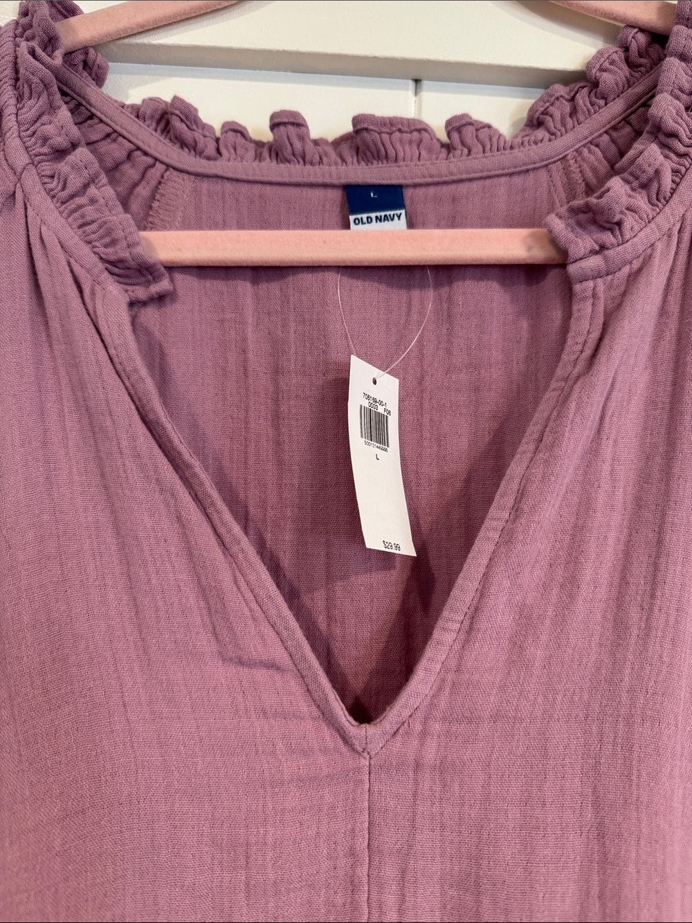 NWT Old Navy gauze Women's Mauve Cotton Gauze V-Neck Dress sz Large - Picture 4 of 4